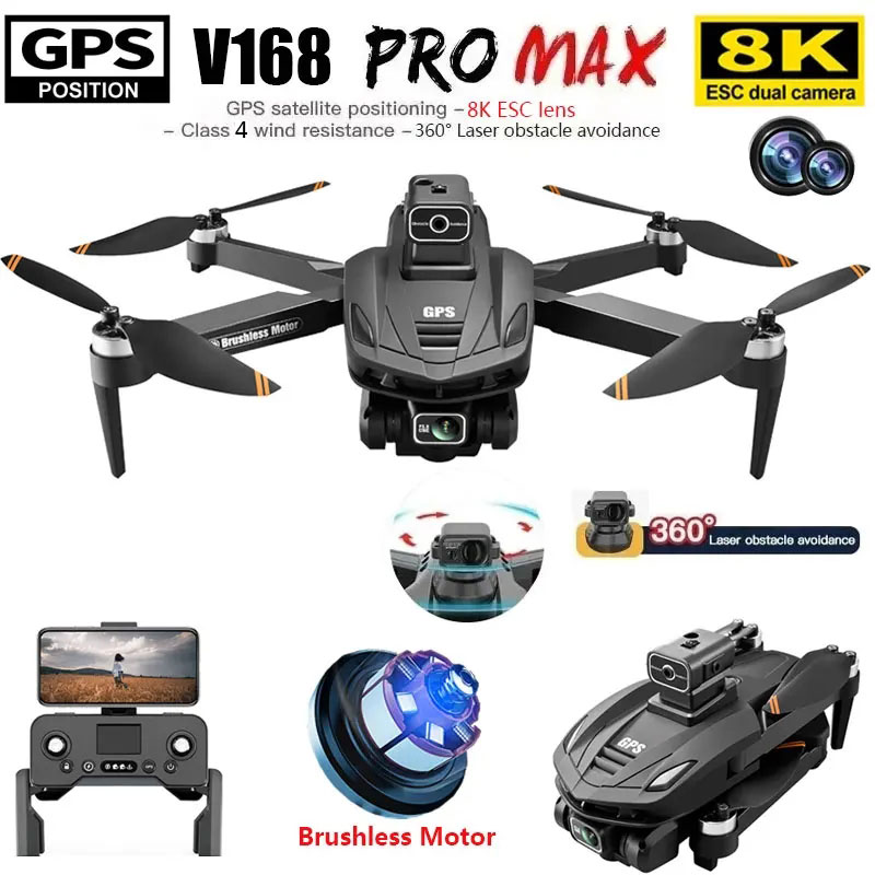 V168 Pro MAX GPS Drone 8K Prof - Drone Rc Team City ulasan dan harga