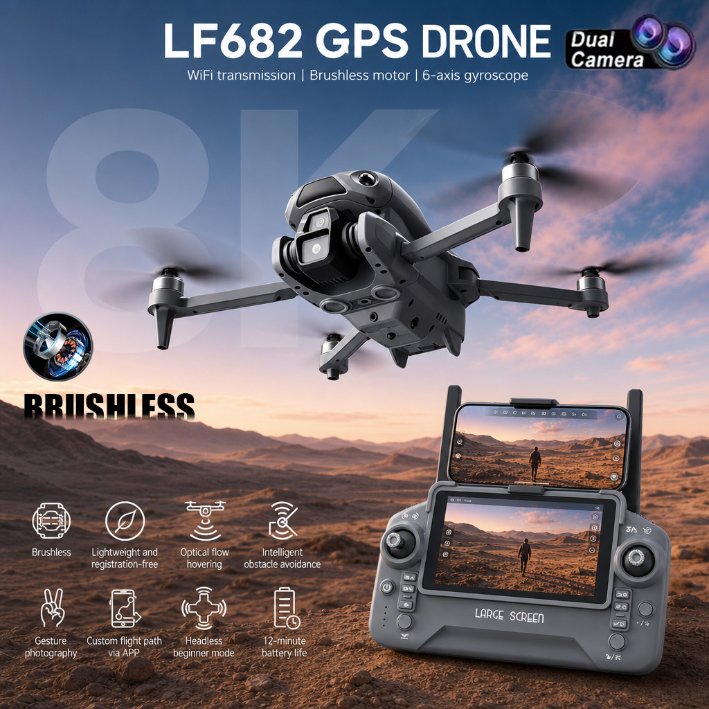 New LF682 Drone 8K Dual Camera - Drone Rc Land ulasan dan harga